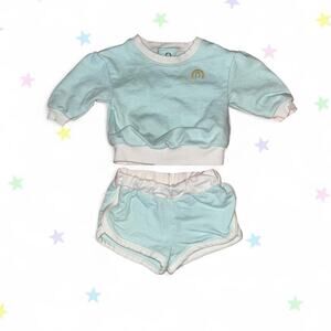 Blue newborn sweater and shorts set